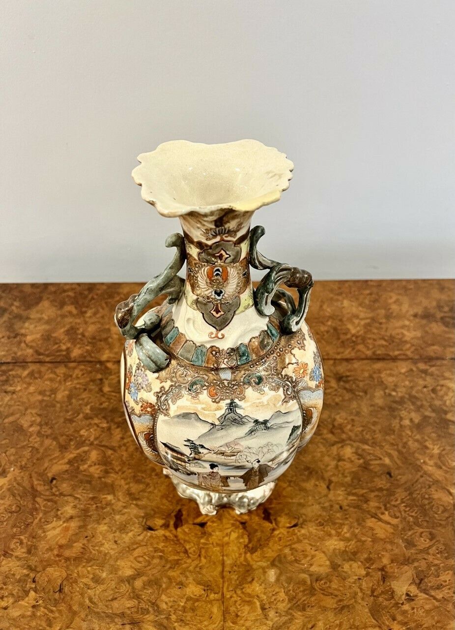 Antique Japanese Quality Satsuma Hand Painted Vase photo vintage