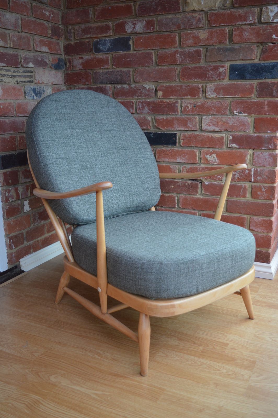 Ercol Armchair   Model 203 With Soft Grey Cushions photo furniture