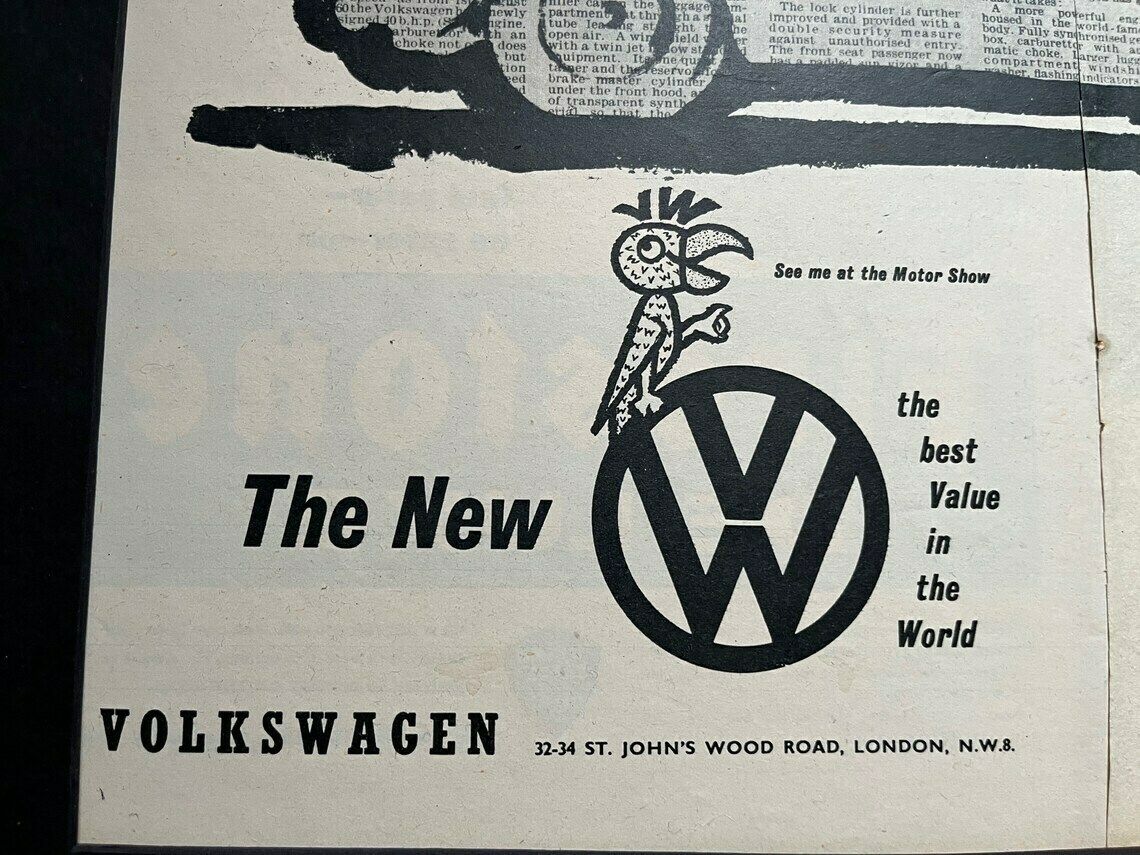Vintage Volkswagen Beetle Advertising Print 1961 photo Art