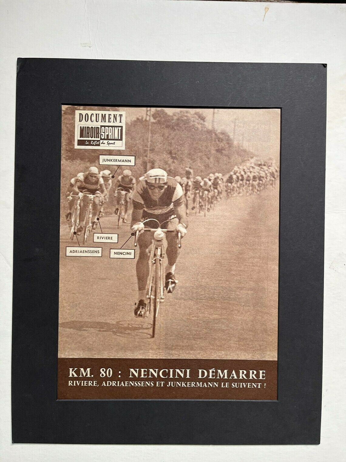 1960 Original Vintage Tour De France Cycling Print  Roger Rivière Gaston Nencini photo Art