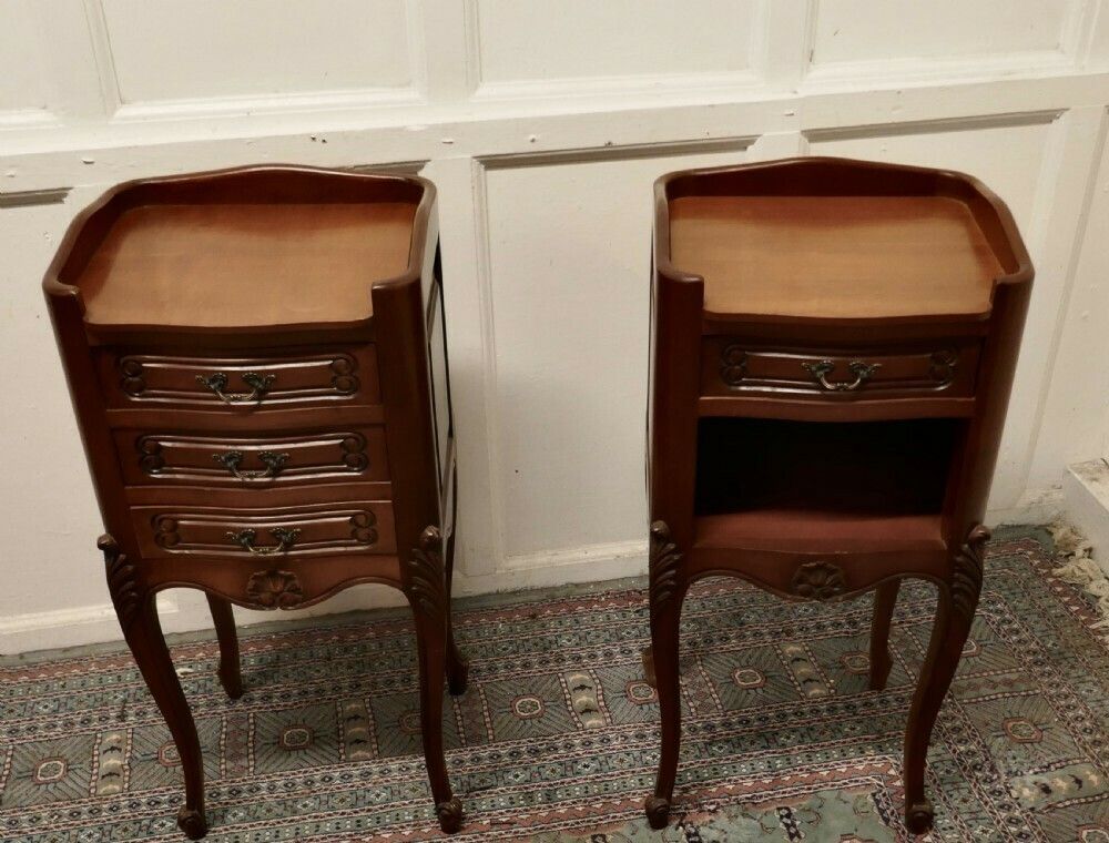 Pair Of French Cherry Wood Bedside Cabinets Or Cupboards photo furniture