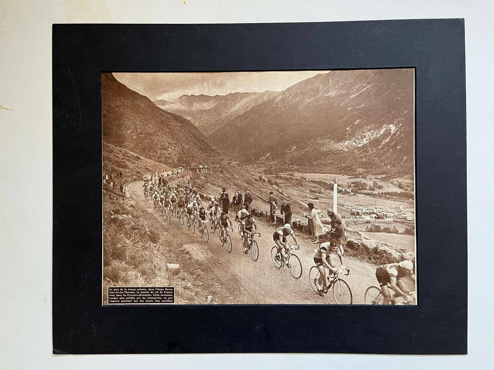 1950s Original Vintage Tour De France Col Du Poymorens Cycling Print