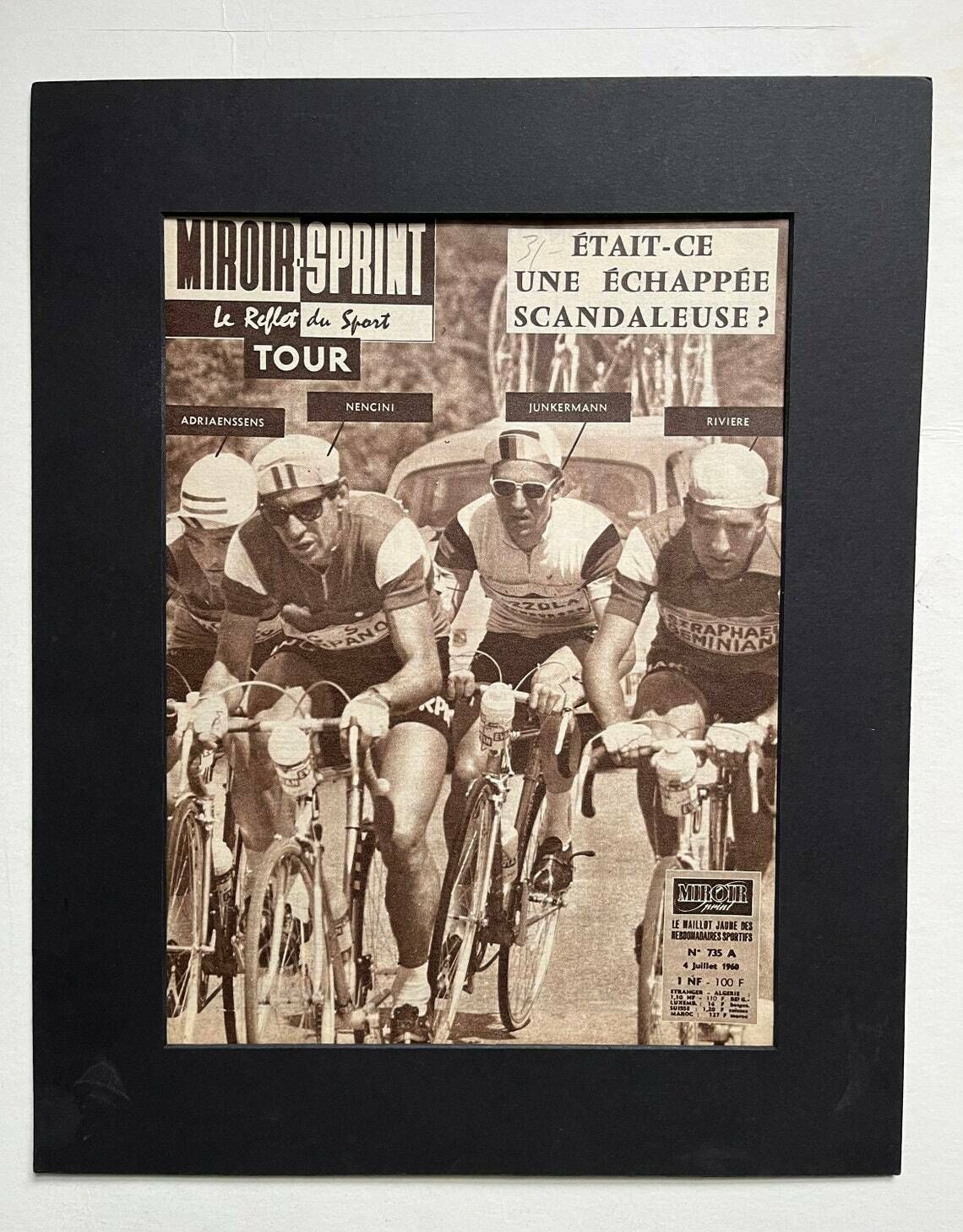1960 Original Vintage Tour De France Cycling Print   Roger Rivière Gaston Nencini photo for sale