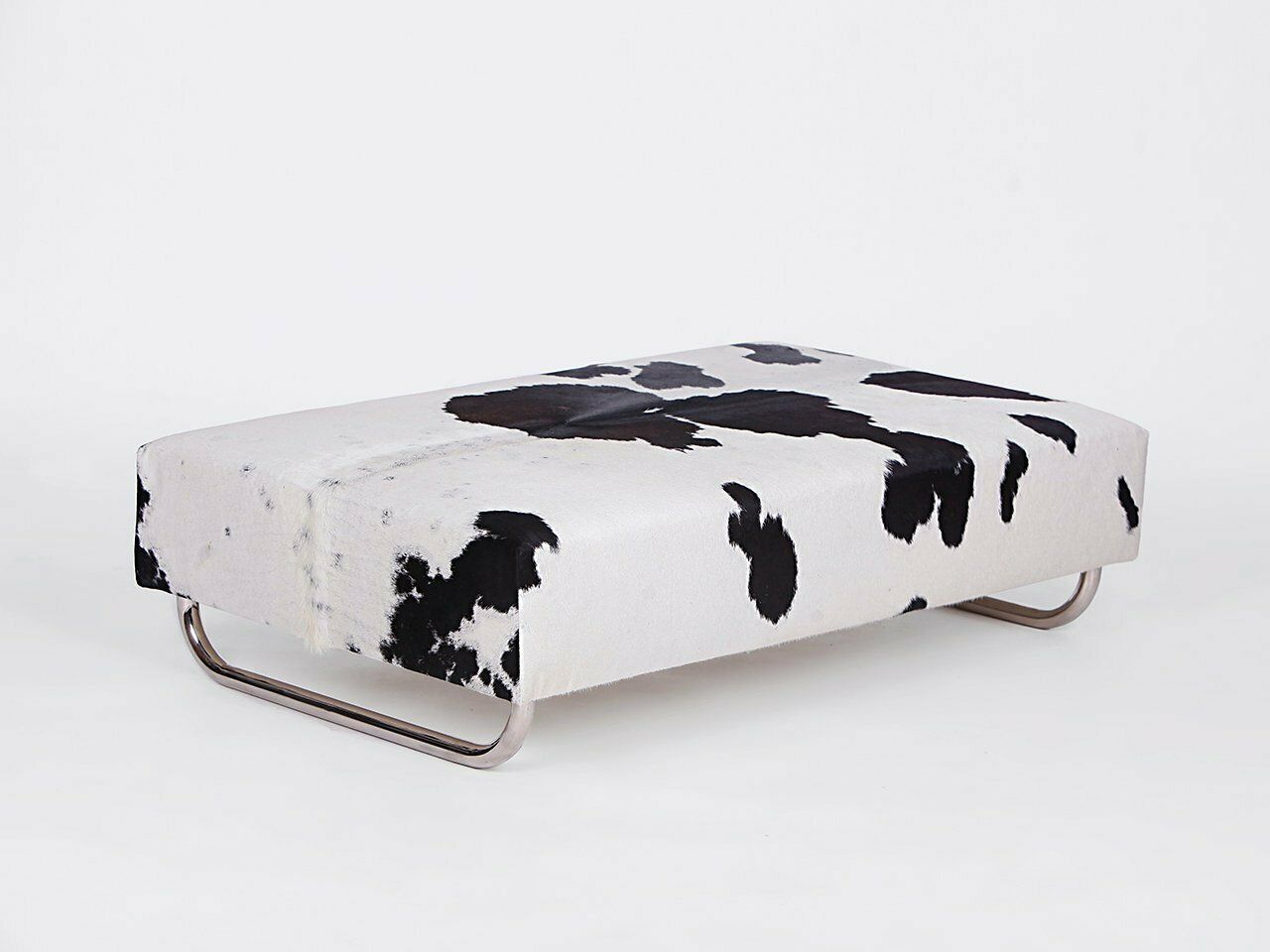 Large Tubular Steel Cowhide Coffee Table, 1940 photo vinterior