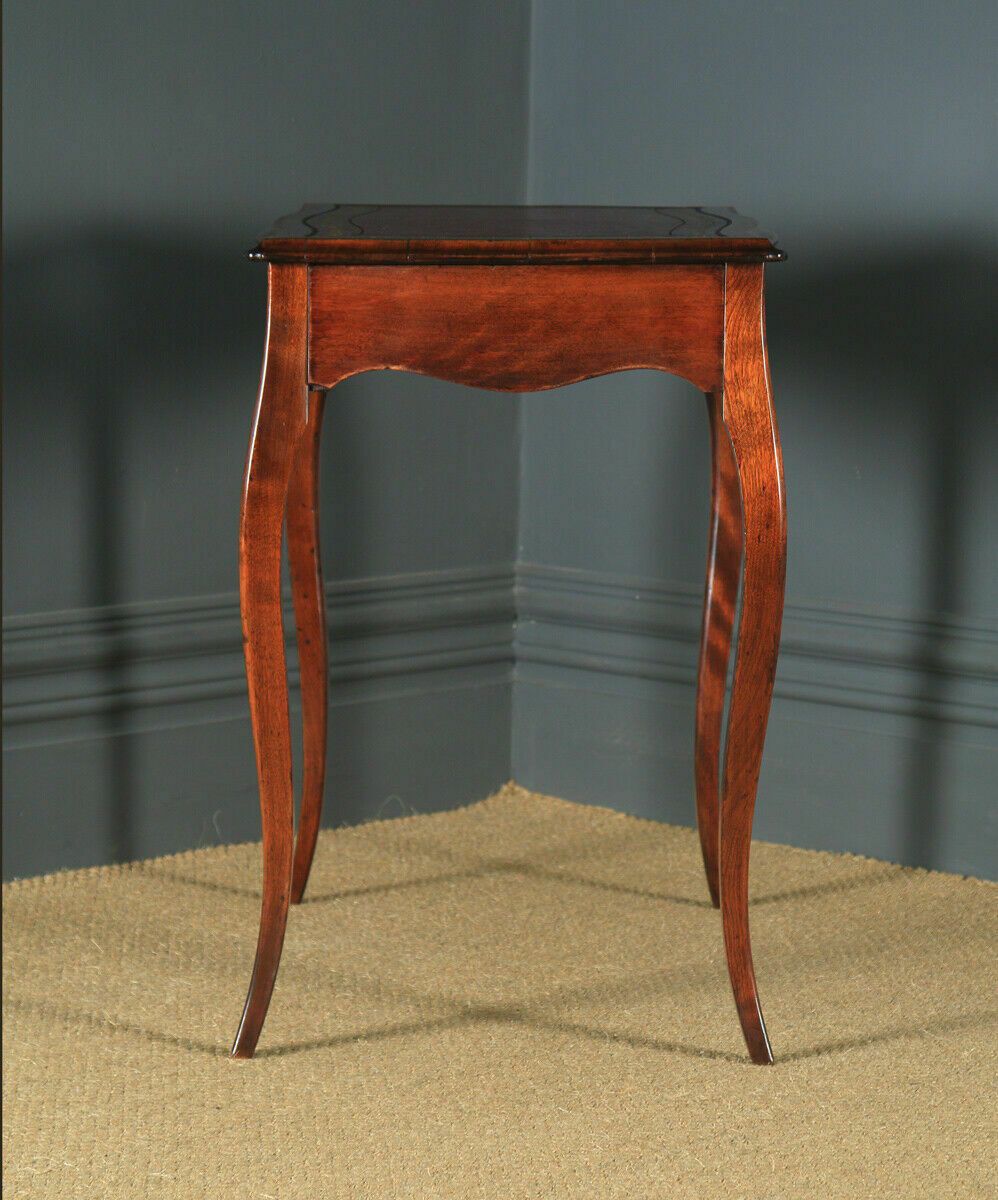 Antique French Louis XV Style Walnut & Leather Occasional Writing Table photo vinterior