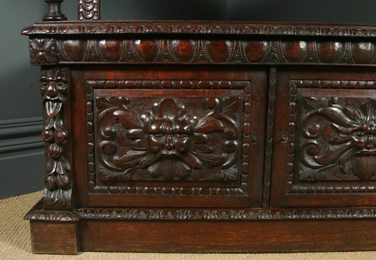 photo furniture Antique English Victorian Carved Oak Green Man Buffet C1880