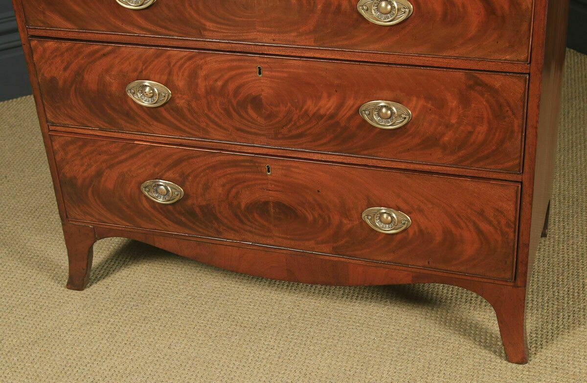 Antique Channel Islands Georgian Regency Flame Mahogany Inlaid Tallboy Chest photo vinterior