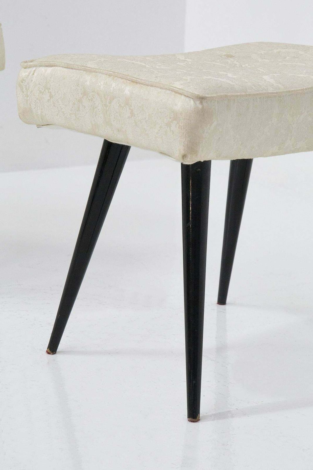 Italian Mid Century Stools In Wood And Brocade photo vinterior