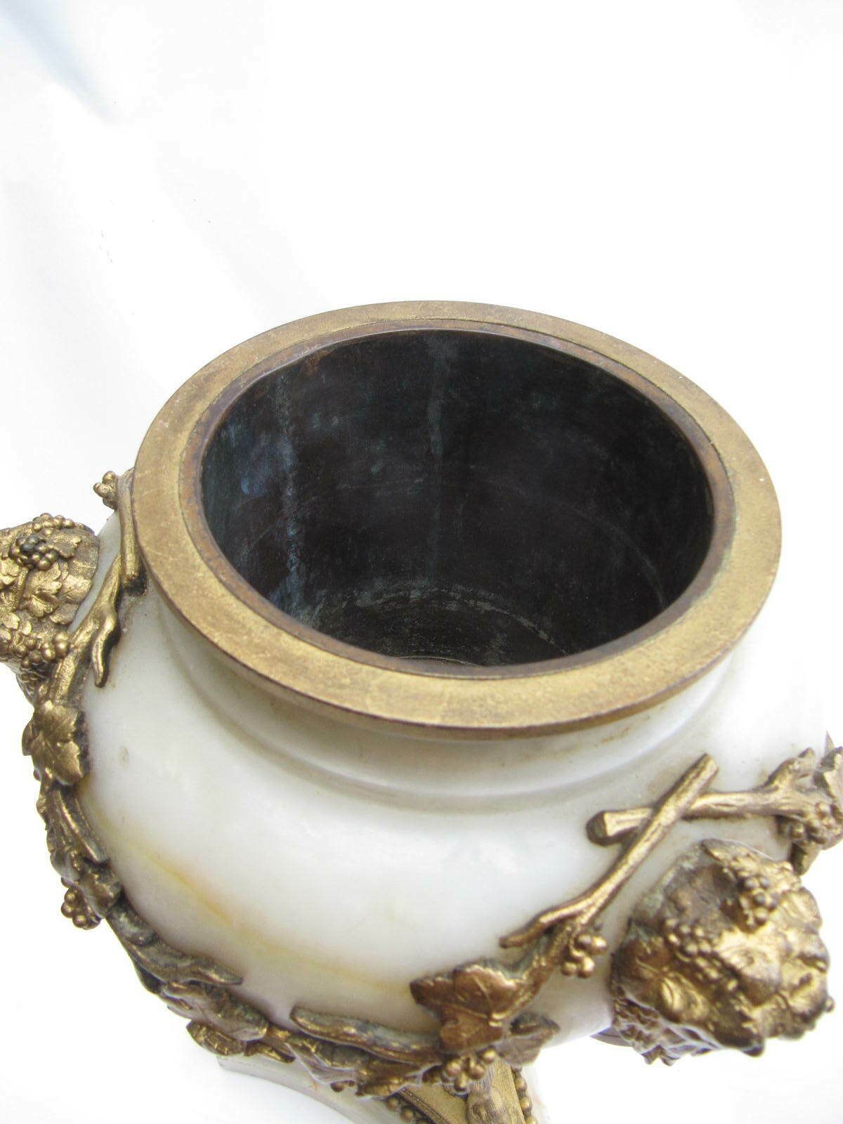 Marble And Ornate French Ormolu Urn Possibly By Ferdinand Barbedienne Bacchus Wine Cooler Or Jardiniere Centerpiece ? 19th C photo vintage