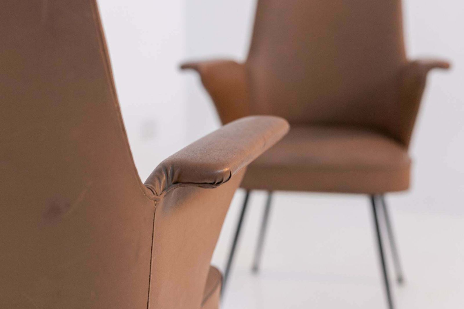 Pair Of Vintage Chairs In Leather By Nino Zoncada 1950 photo furniture