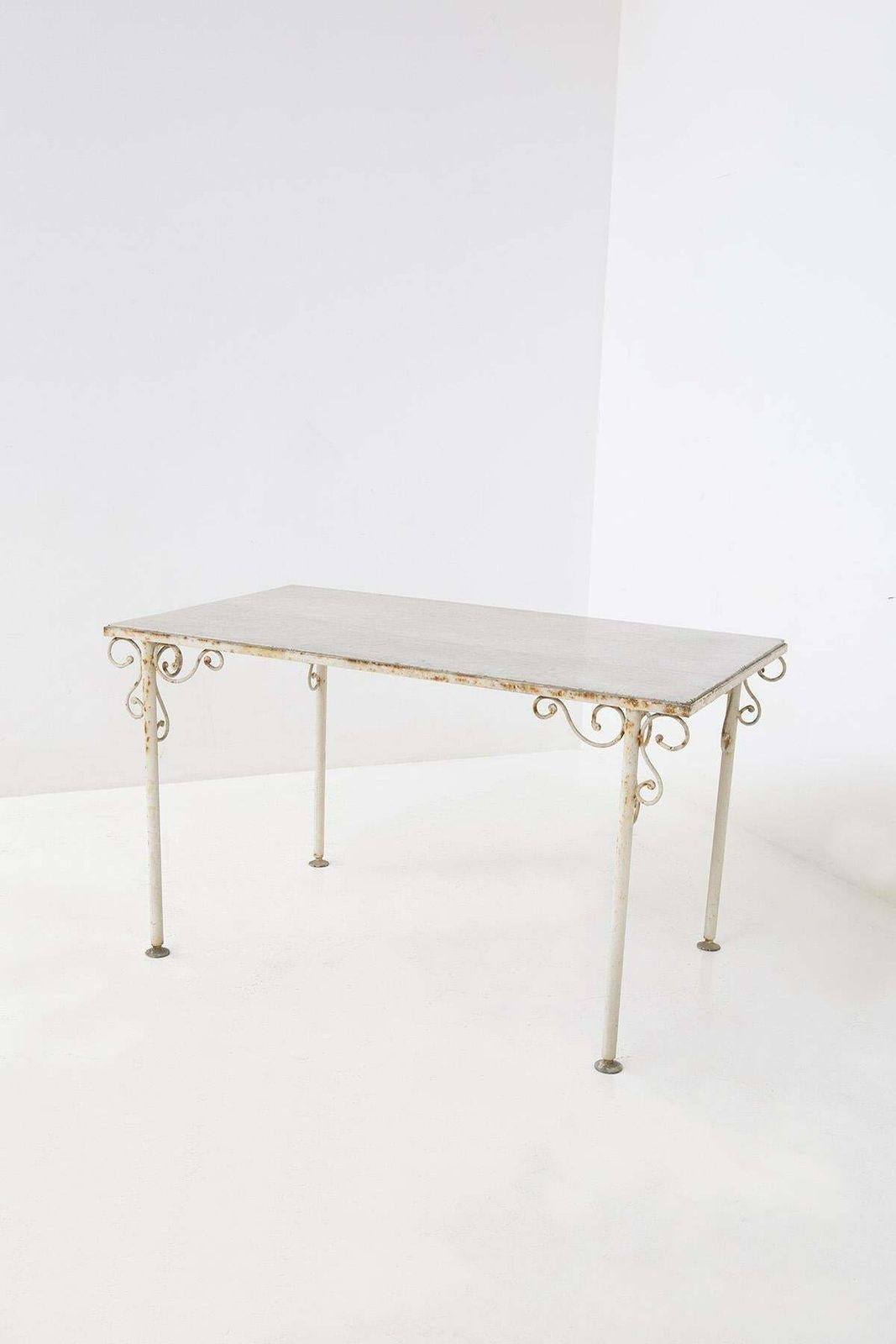 French Vintage Outdoor Iron And Marble Table photo for sale