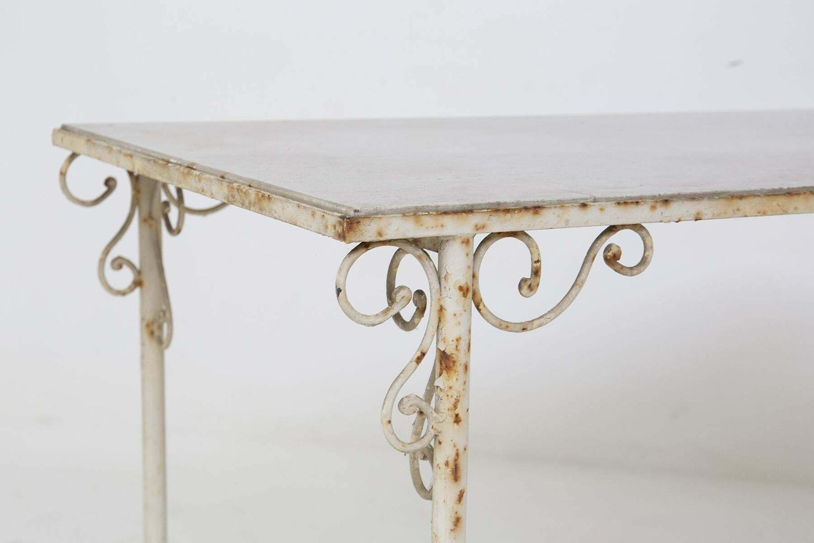 French Vintage Outdoor Iron And Marble Table photo buy