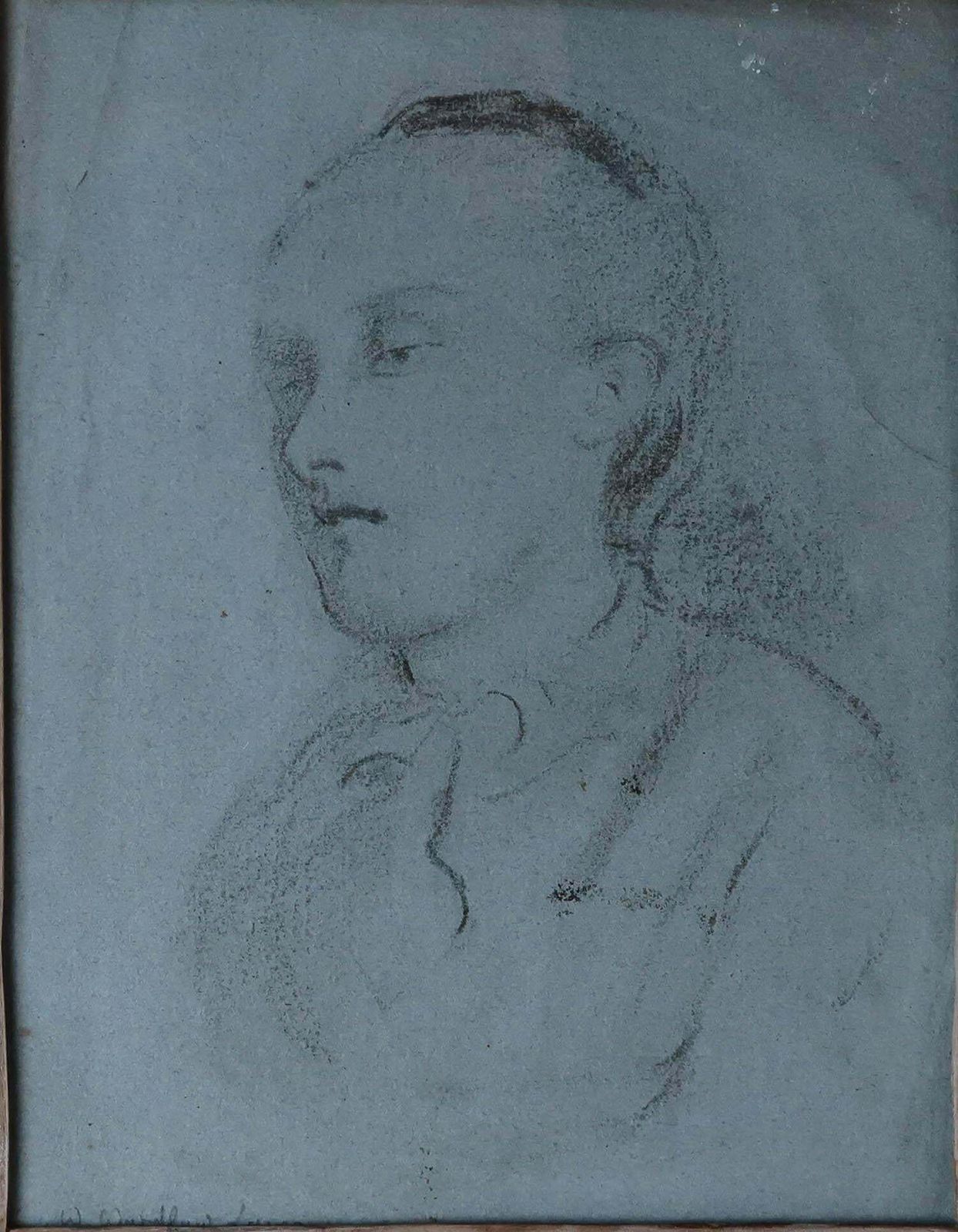 Charcoal Drawing On Blue Paper By William Wardlaw Laing, C.1880 photo furniture