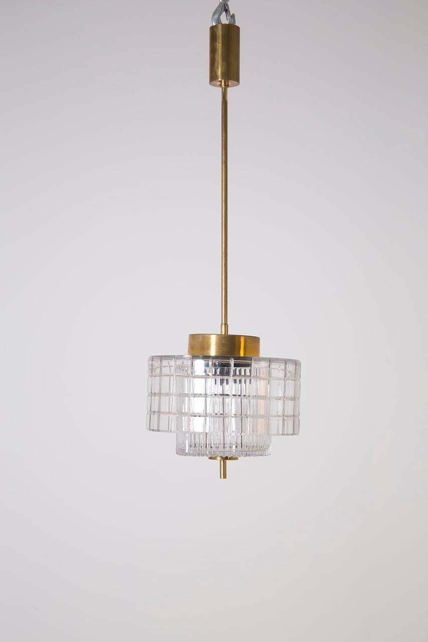 Italian Chandelier In Bohemia Crystal And Brass 1960s photo for sale