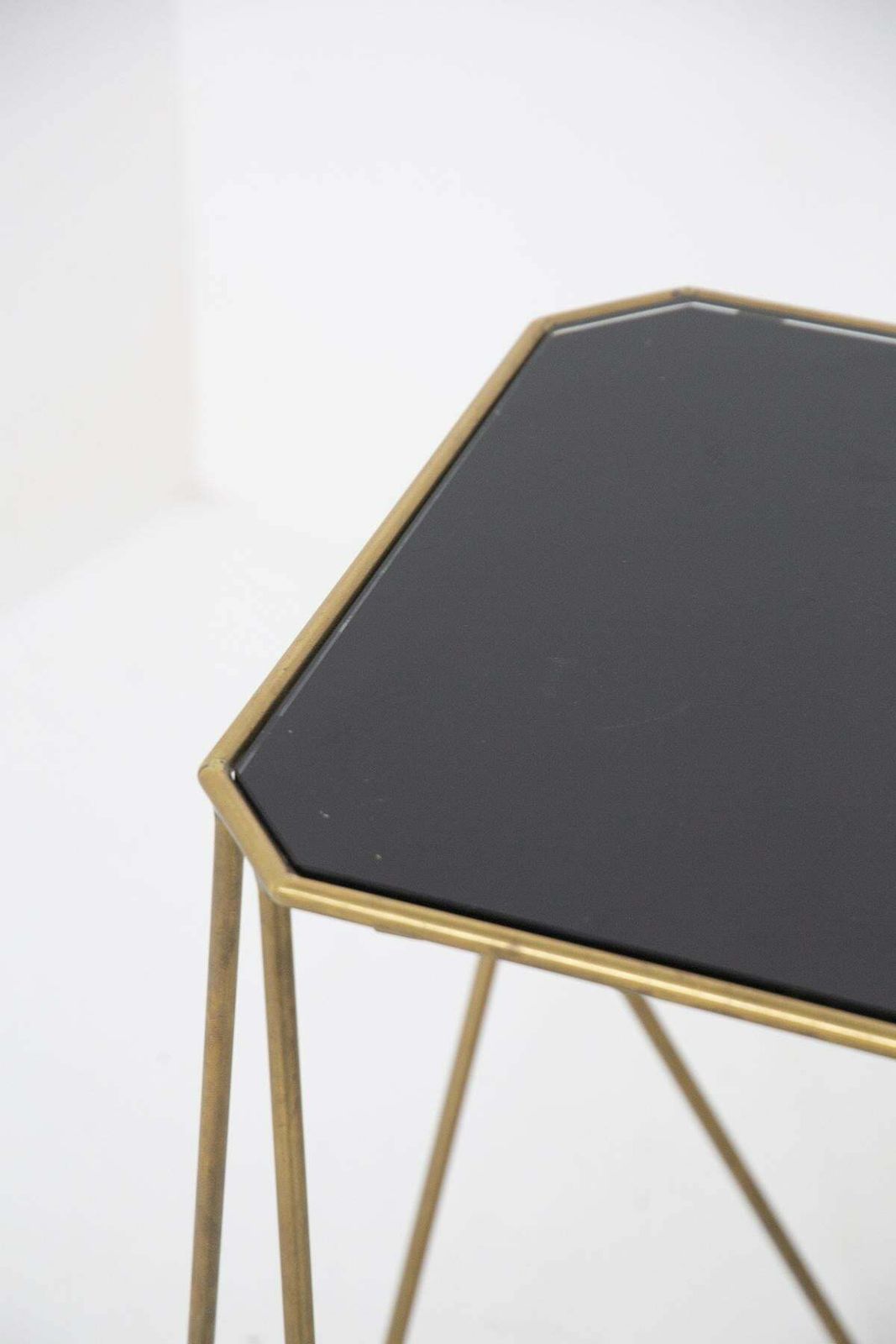 Italian Vintage Pair Of Coffee Tables In Brass And Opal Glass photo for sale