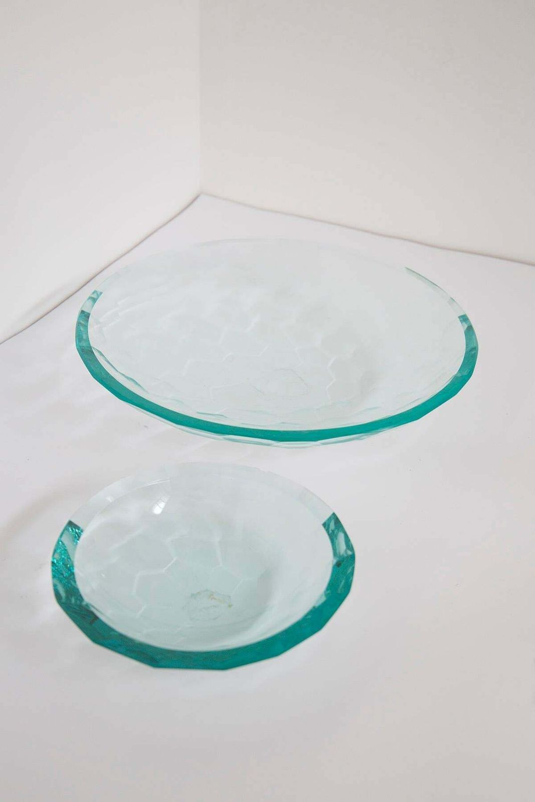 Pair Of Glass Centrepieces In The Style Of Fontana Arte photo furniture