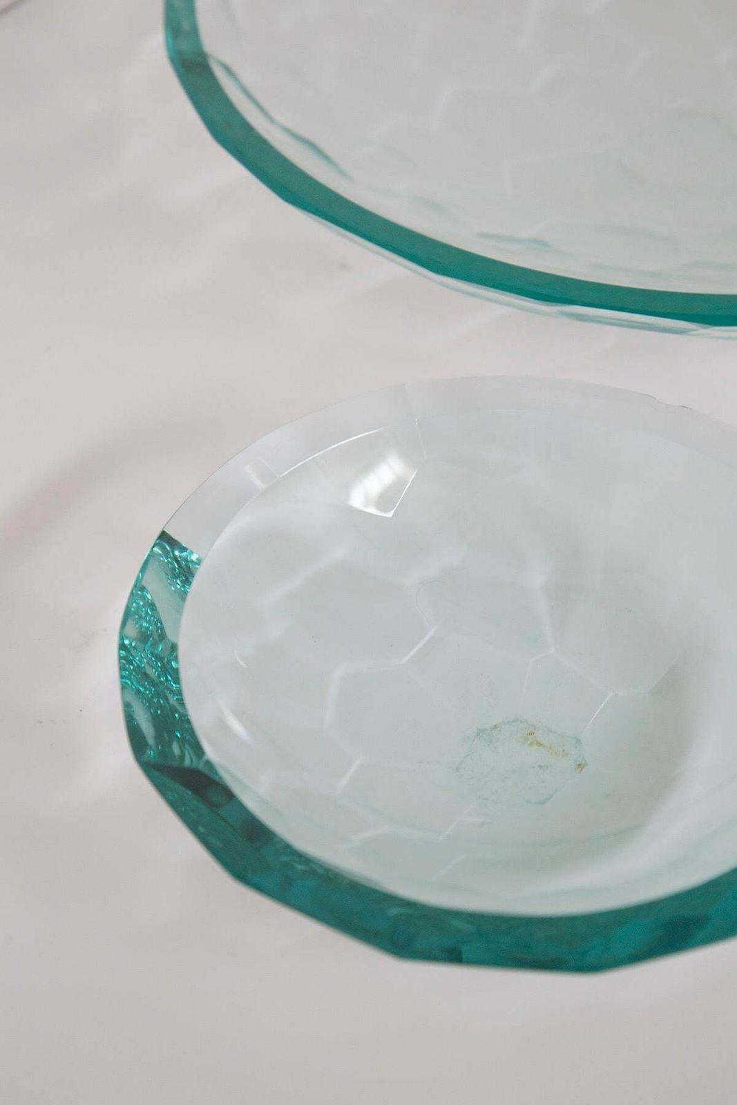 Pair Of Glass Centrepieces In The Style Of Fontana Arte photo buy