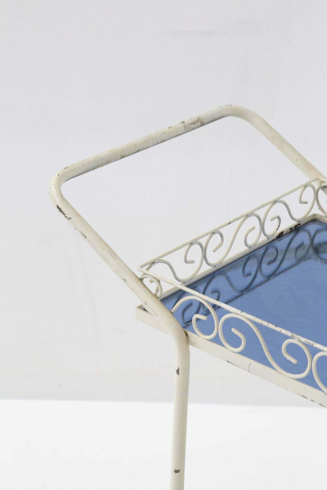 Fontana Arte Painted Iron And Blue Glass Trolley ''Attr.'' photo furniture
