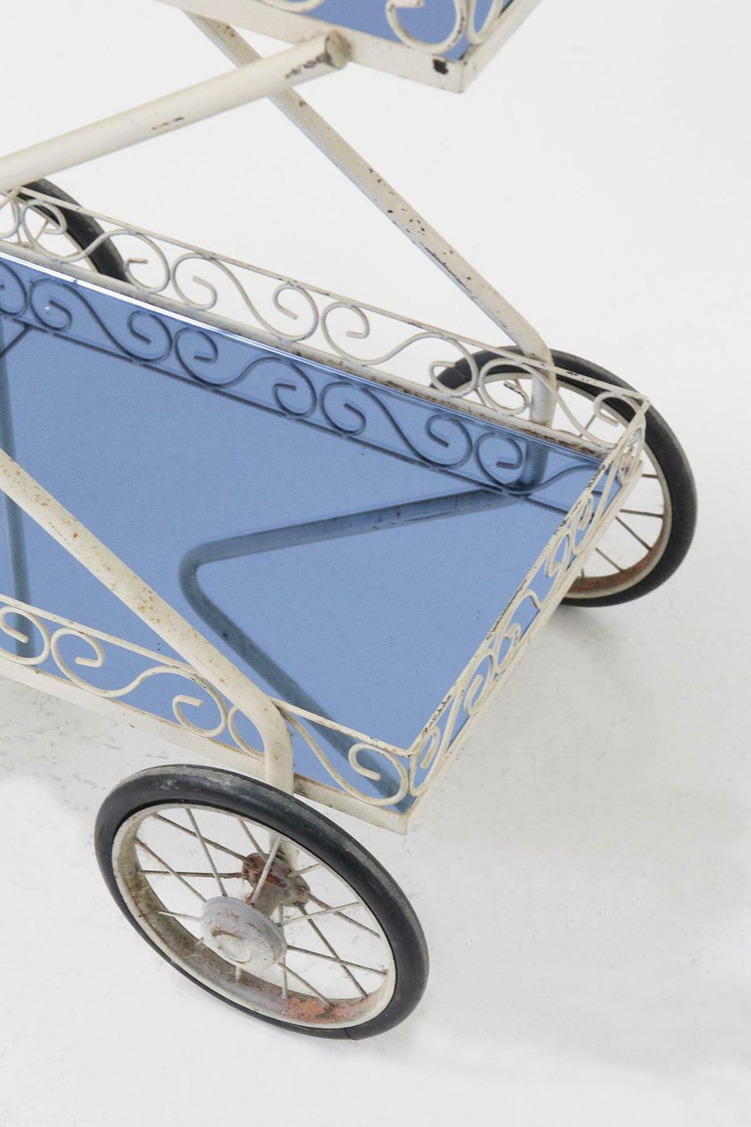 Fontana Arte Painted Iron And Blue Glass Trolley ''Attr.'' photo Furniture