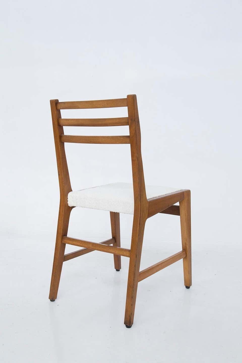 Bbpr Set Of 12 Wooden Mid Century Chairs In Bouclé photo buy