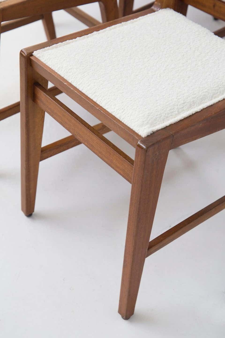 Bbpr Set Of 12 Wooden Mid Century Chairs In Bouclé photo vintage
