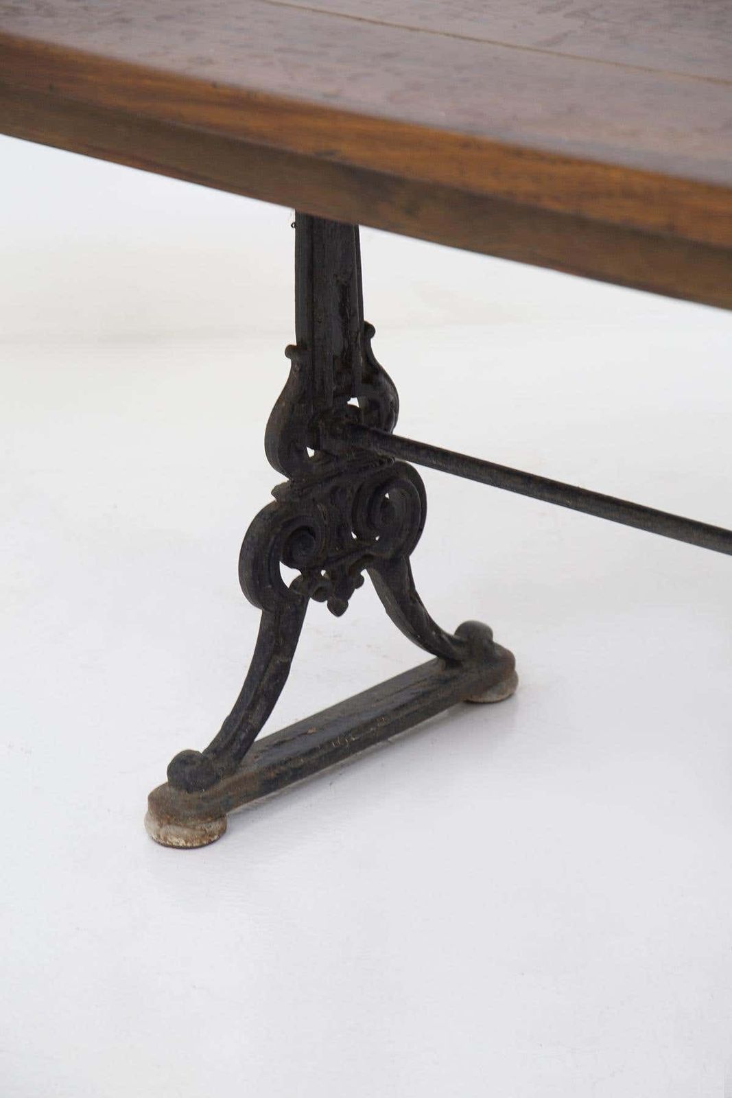 Cast Iron English Outside Table Victorian In Black And Wood photo vintage