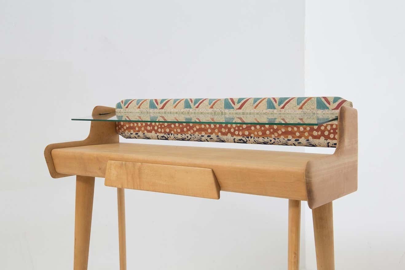 Italian Mid Century Wooden And Glass Writing Desk photo Furniture