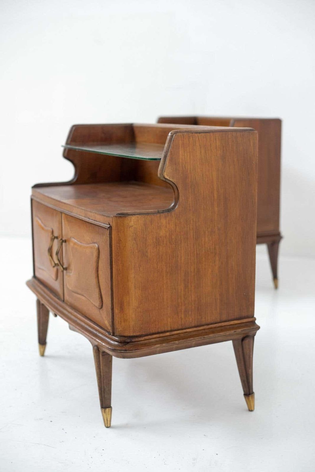 photo furniture Italian Mid Century Nightstands In Wood And Glass