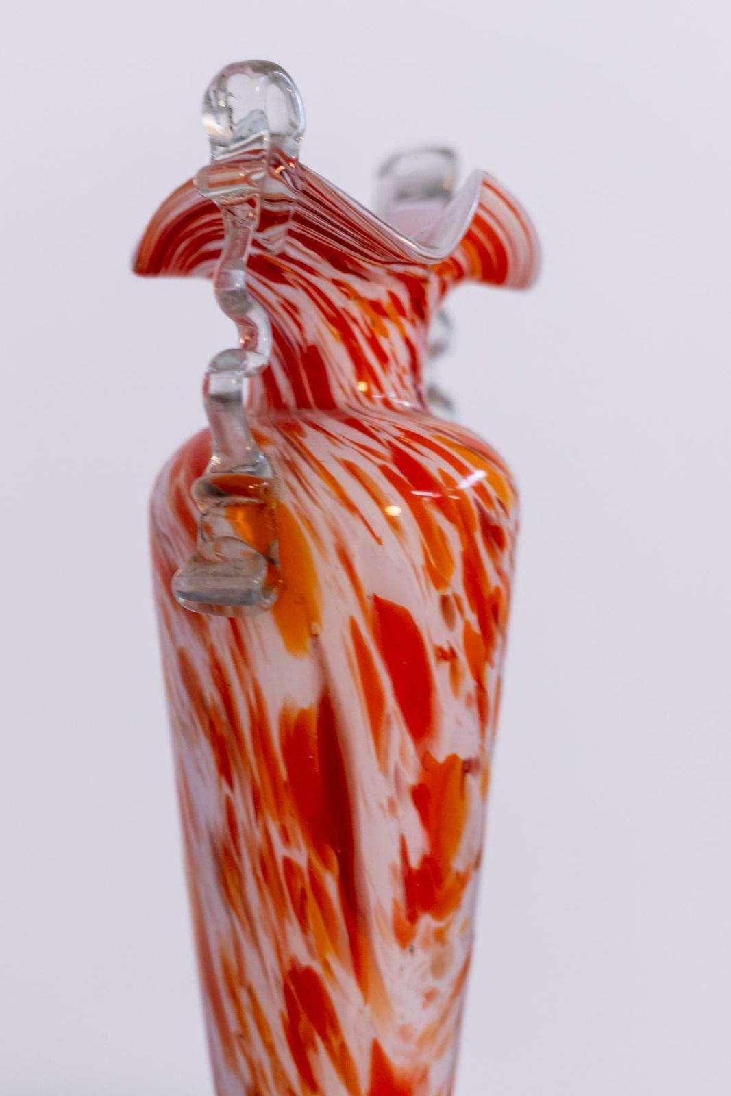 Orange Vintage Murano Glass Vase By Fratelli Toso, 1940 photo vinterior