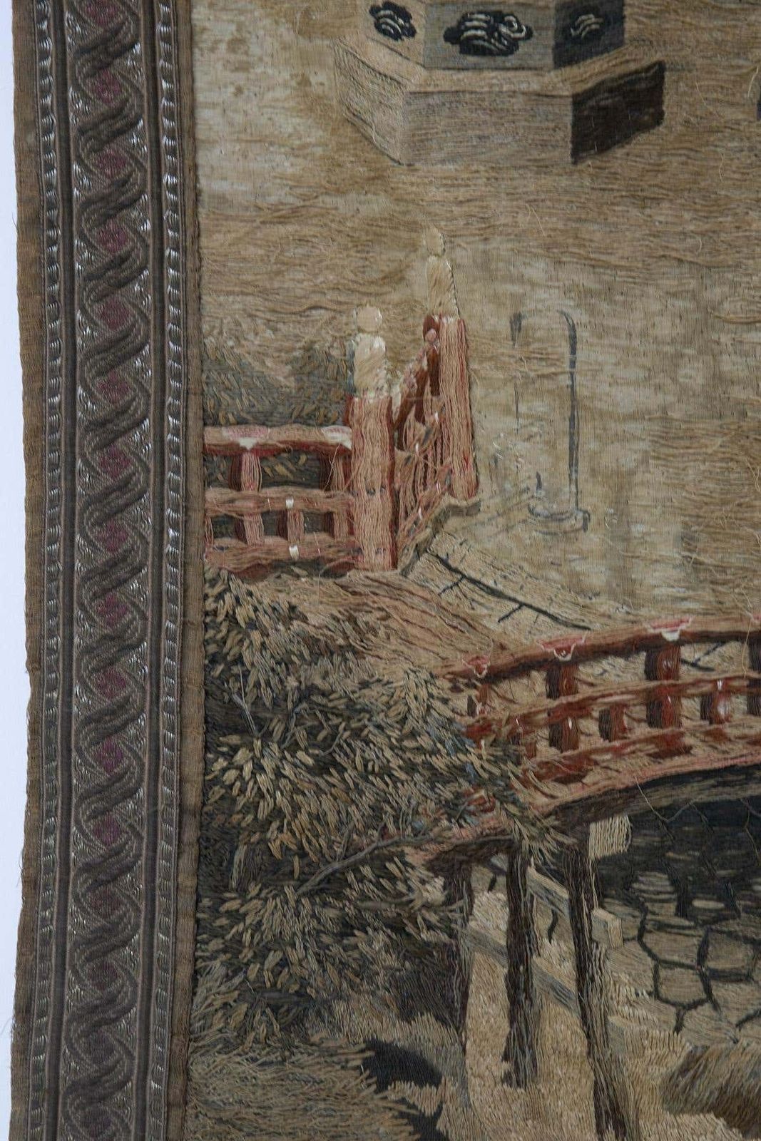 Japanese Antique Silk And Cotton Tapestry photo vintage