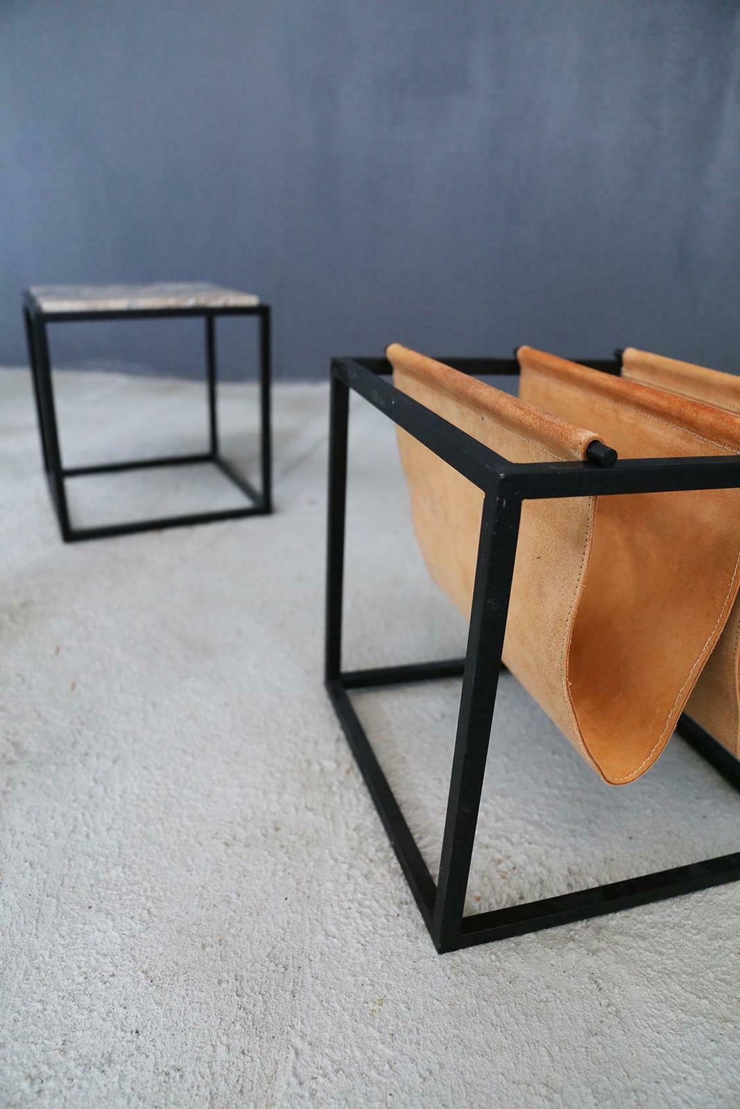 Brazilian Modern Magazine Rack In Marble And Iron With Coffee Table, 1965 photo 2714.0