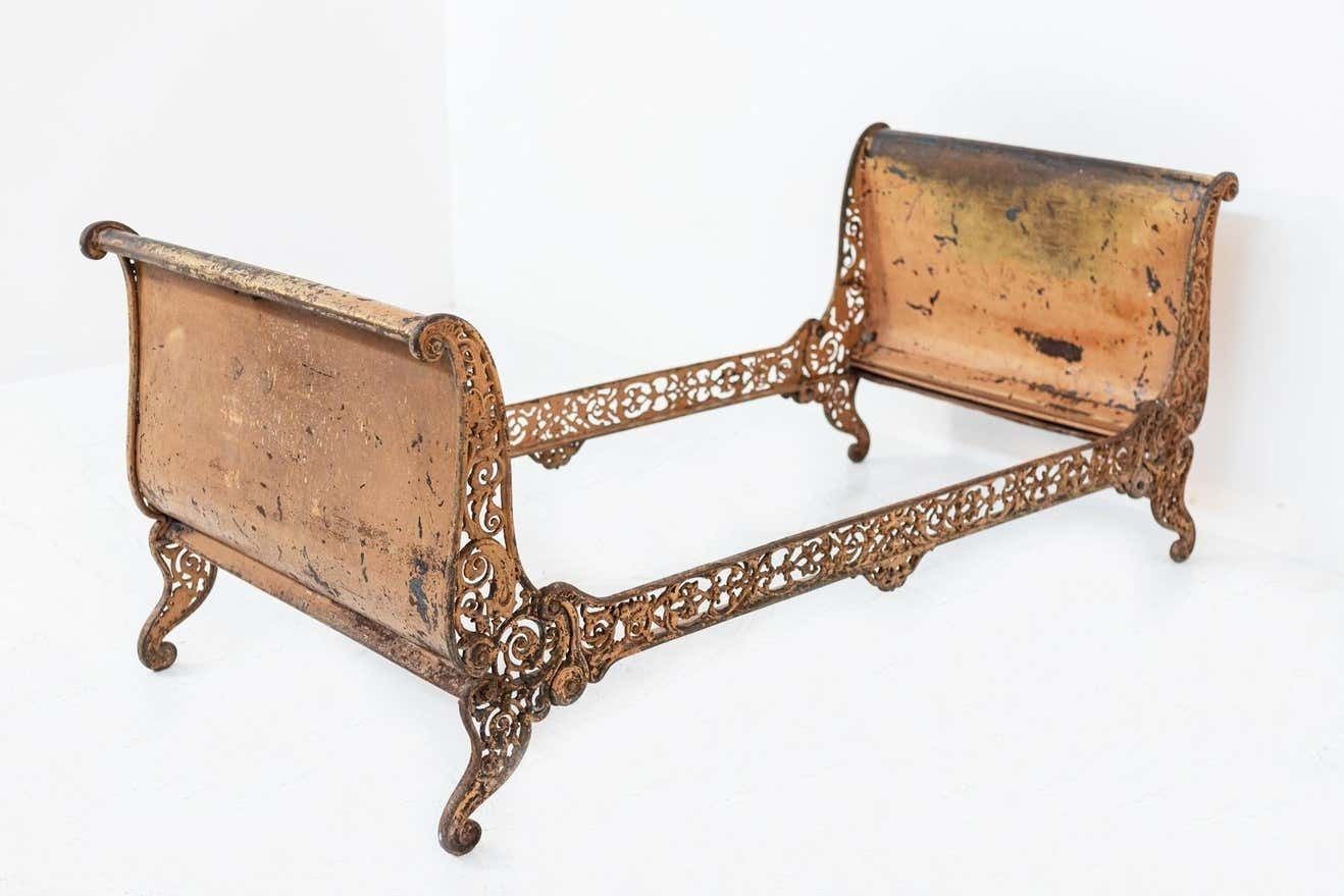 photo for sale Industrial Chic Antique Single Bed In Wrought Iron