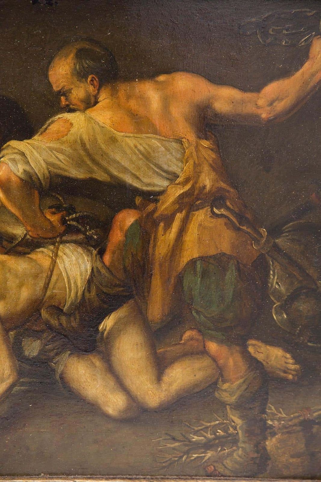 Caravaggesque Oil On Copper "Flagellation Of Christ" Baroque Sicilian, 17th Cent photo Art