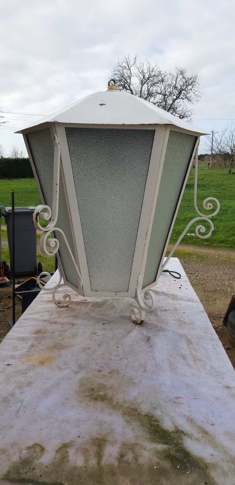 Garden Lighting Wrought Iron Suspension 1900 Granite Glass photo