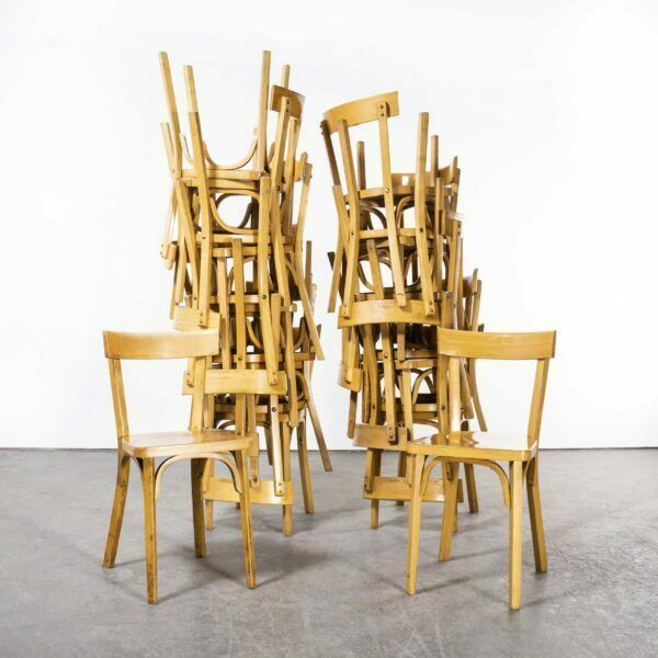 1950’s French Baumann Blonde Slim Back Bentwood Dining Chairs – Various Quantities Available