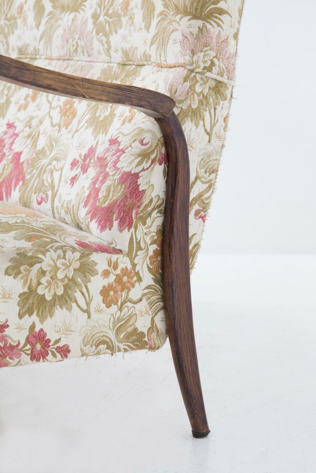Paolo Buffa Vintage Sofa In Wood And Floral Fabric ''Attr.'' photo buy