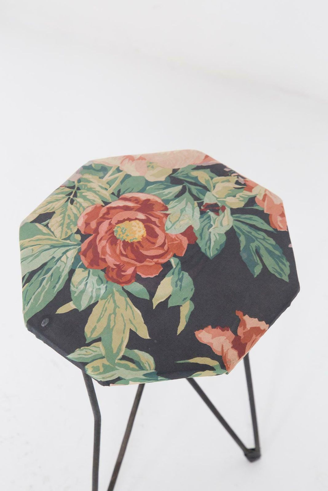 Vintage Metal And Fabric Floral Stools For Rima Att. Gio Ponti photo for sale