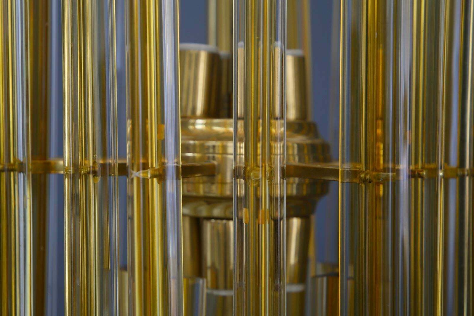 Venini Chandelier Midcentury In Gilded Glass And Brass Elegant, 1950 photo vintage