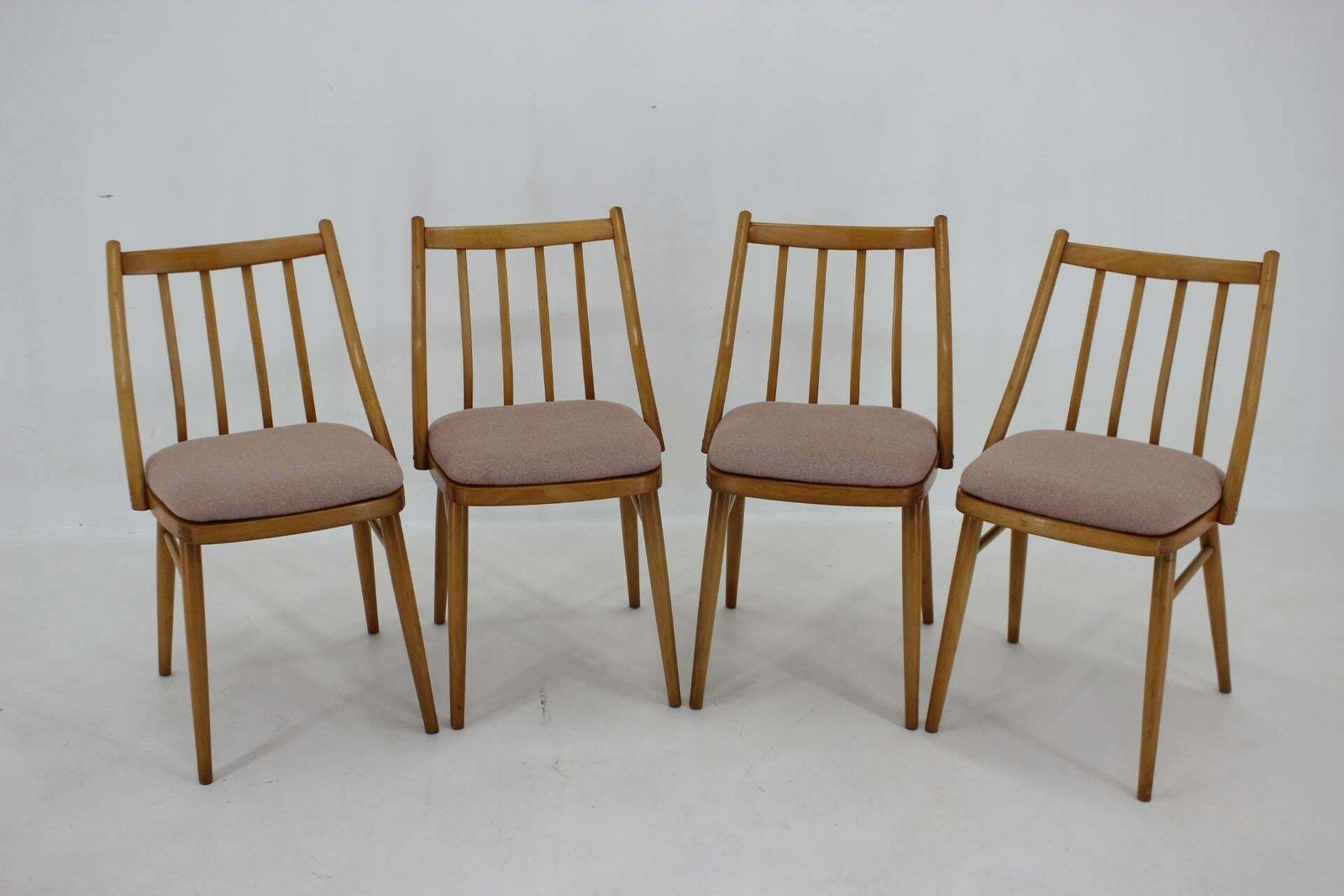 1970s Antonin Suman Beech Dining Chairs, Set Of 4 photo for sale