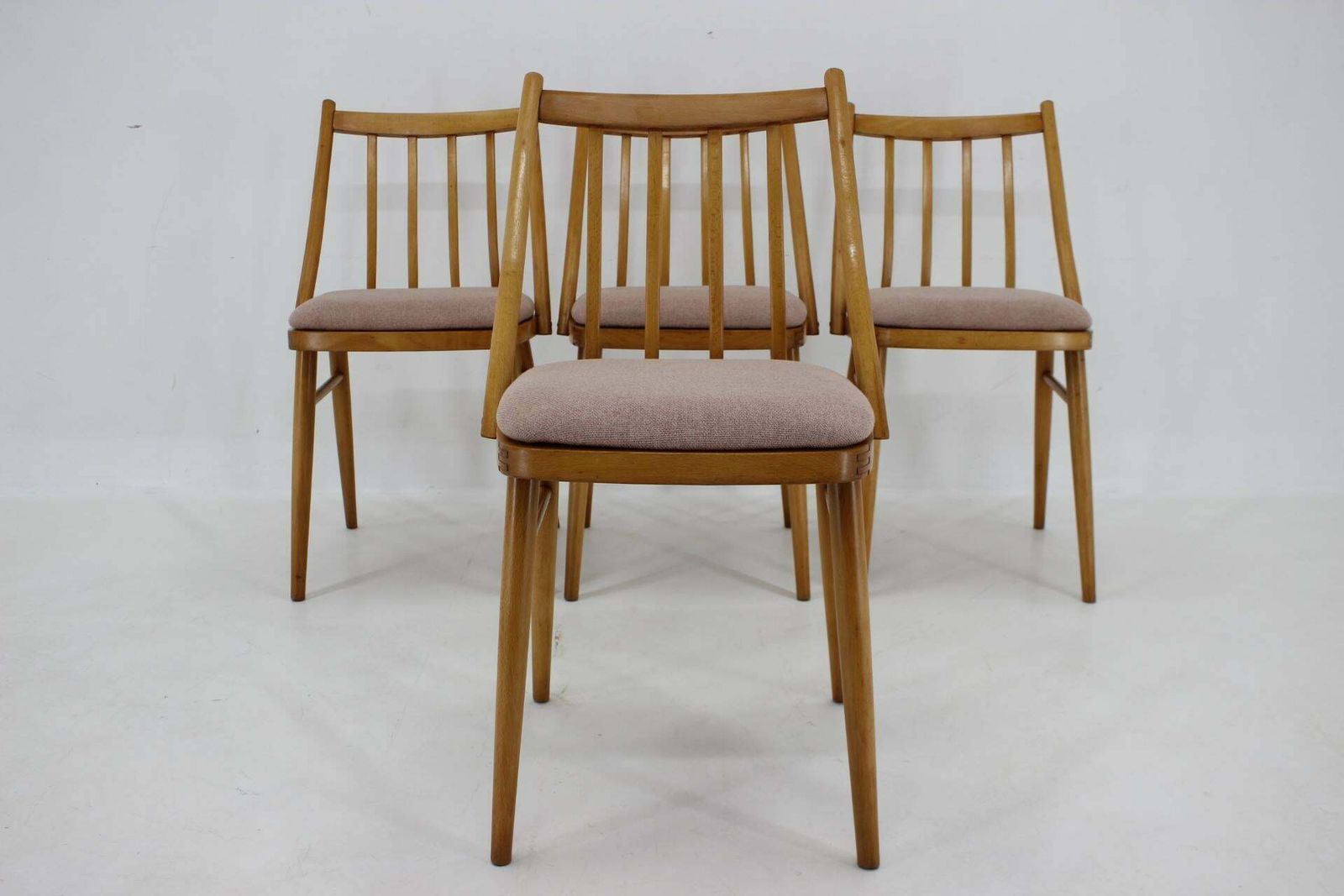 1970s Antonin Suman Beech Dining Chairs, Set Of 4 photo 749.0