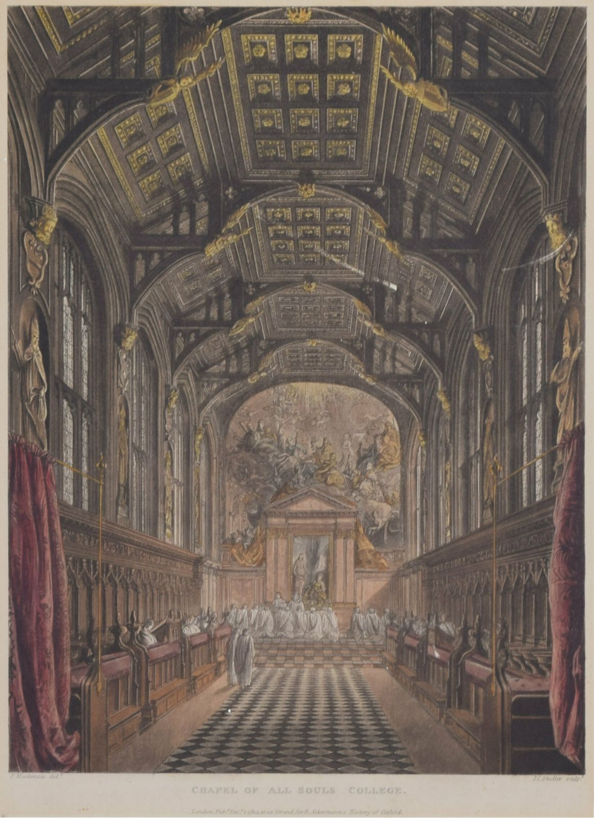 Joseph Constantine Stadler (1755 – 1828) After Frederick Mackenzie (1788 – 1854) The Chapel Of All Souls College, Oxford (1814) photo Art
