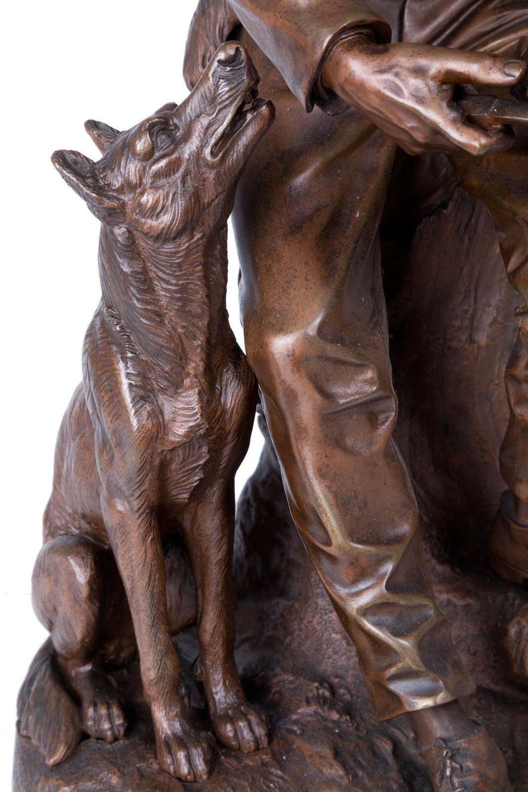 Anatole J. Guillot Bronze Sculpture Depicting "Seated Woodcarver With Dog photo vinterior