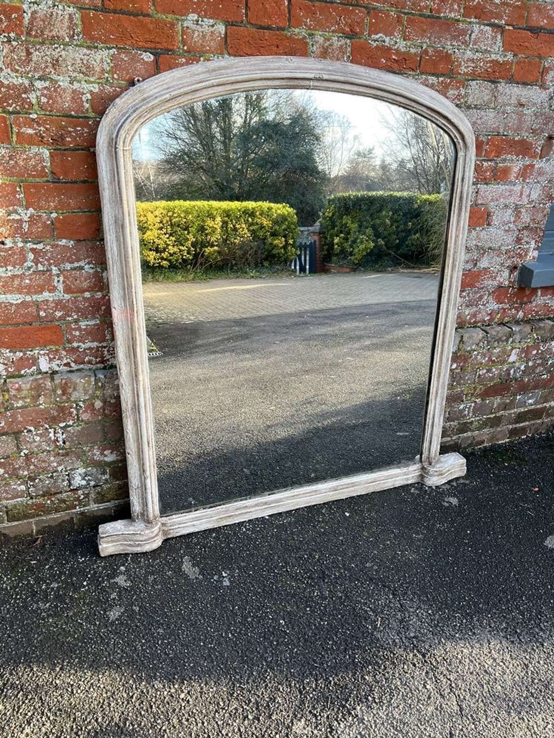 A Superb Large Antique English 19th C Arched Overmantle Mirror.