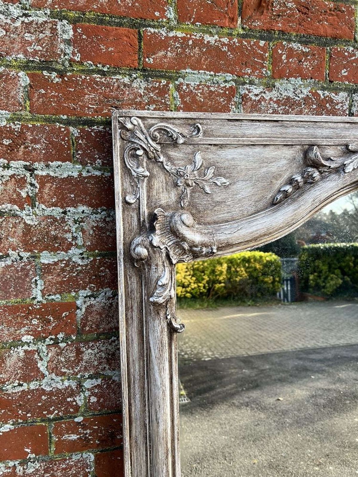 A Stunning Large Antique French 19th C Shaped Top Painted Mirror photo furniture