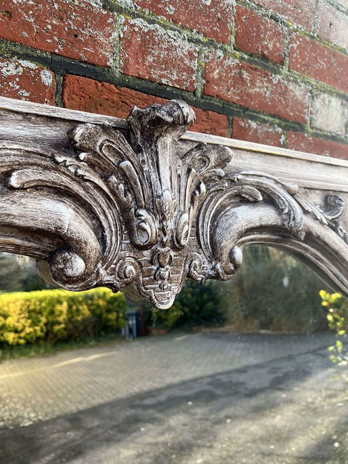 A Stunning Large Antique French 19th C Shaped Top Painted Mirror photo vinterior
