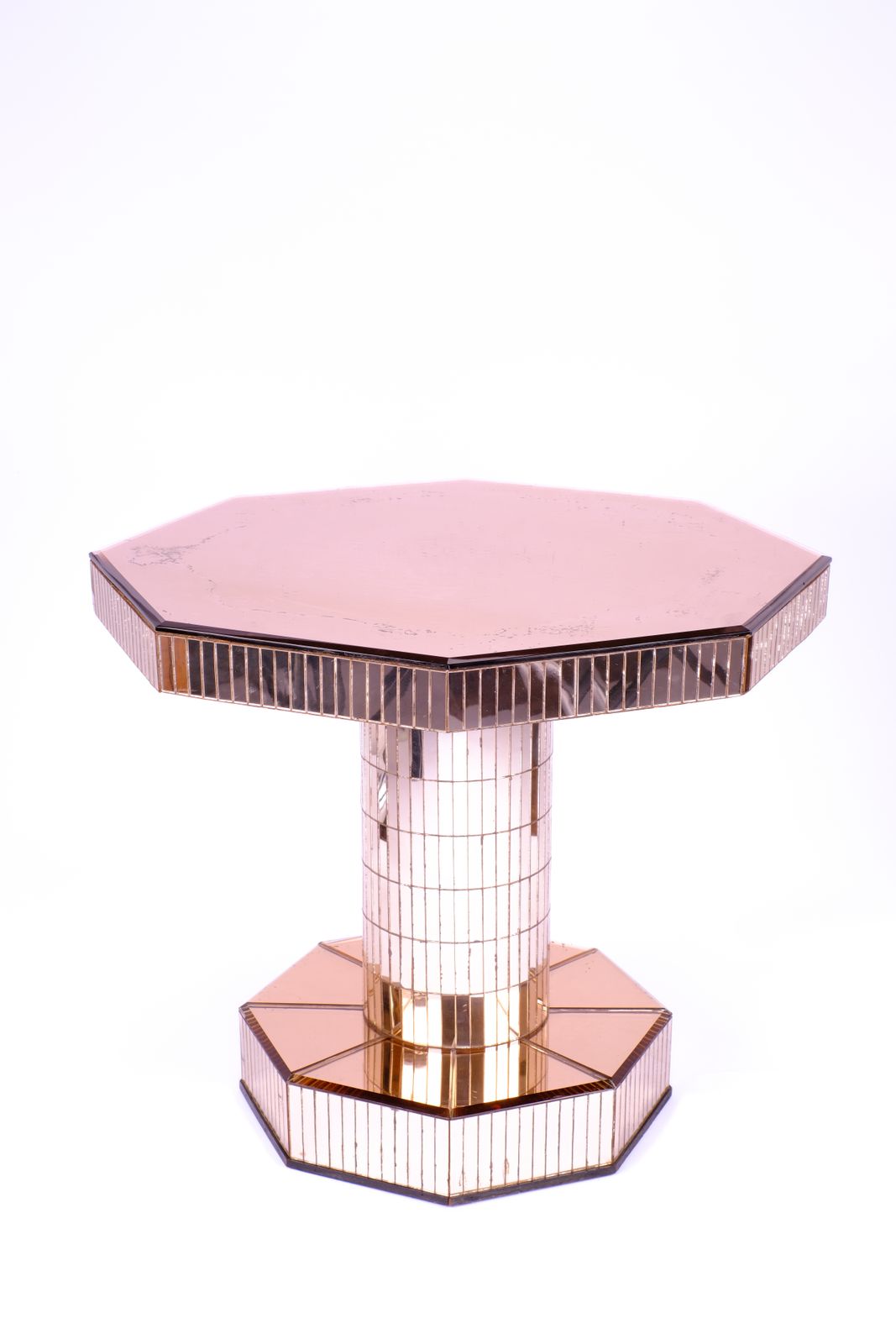 Art Deco Mirrored Peach Glass Occasional Table photo Furniture