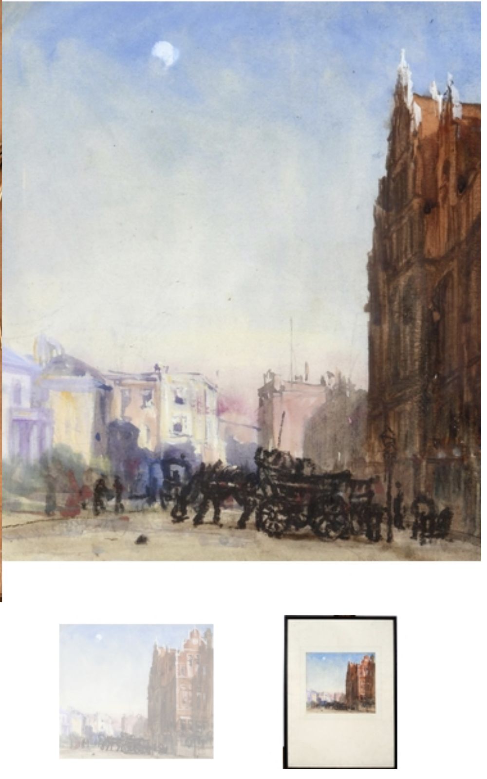 Francis Dodd, Ra (1874 1949) Horse And Cart On A Glasgow Street...Signed Watercolour photo Art