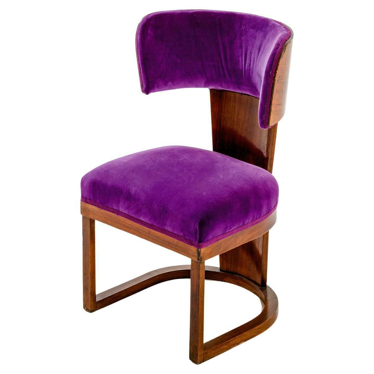 Rare Italian Art Deco Armchair By Ernesto Lapadula In Purple Velvet