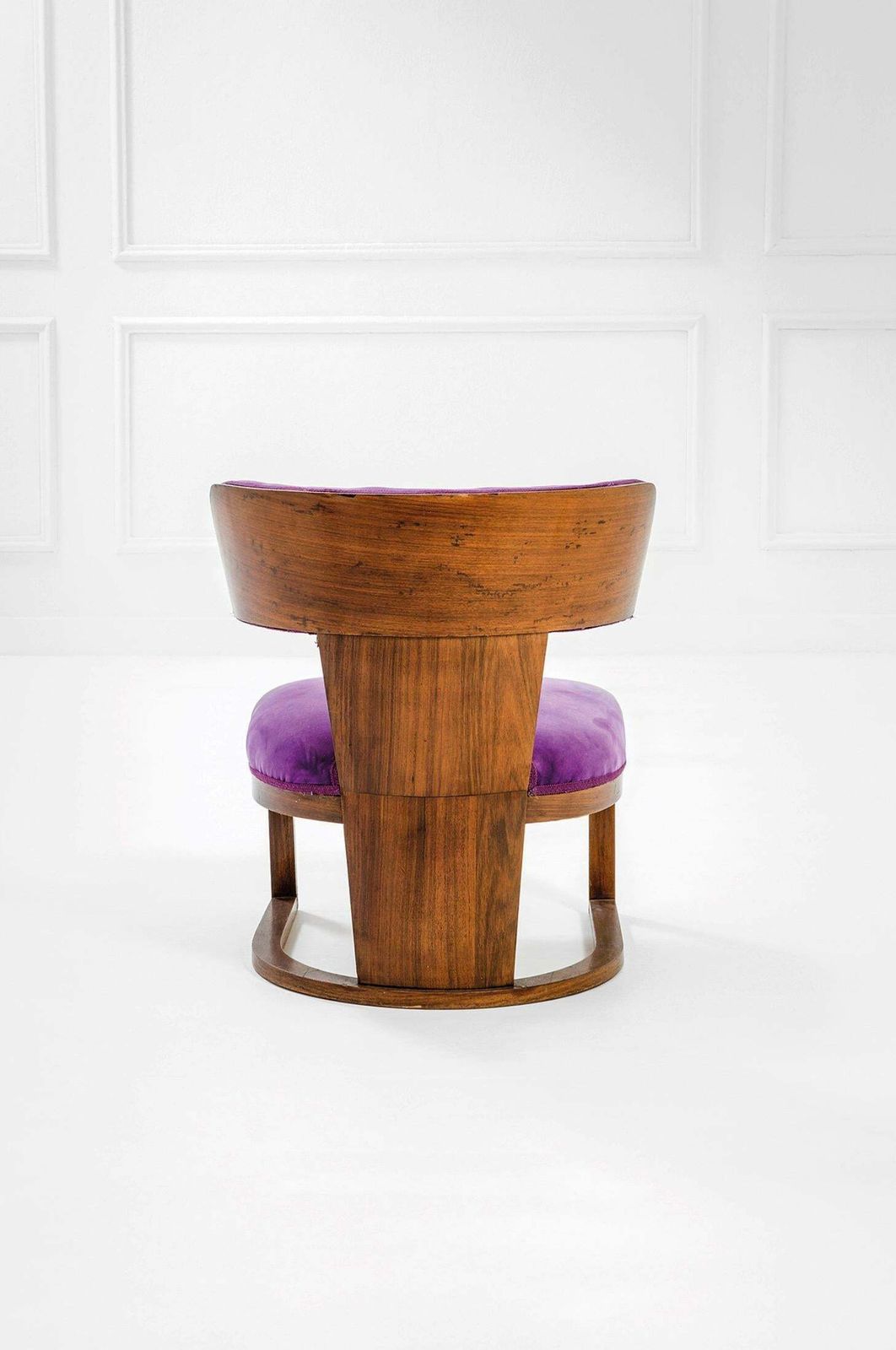 Rare Italian Art Deco Armchair By Ernesto Lapadula In Purple Velvet photo furniture