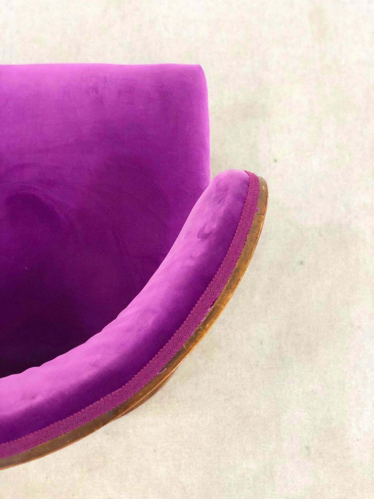 Rare Italian Art Deco Armchair By Ernesto Lapadula In Purple Velvet photo vintage